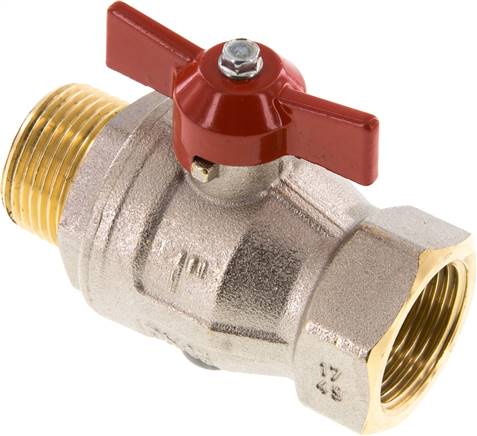 Messing-Kugelhahn, R 1" / Rp 1", -0,9 bis 40bar, Knebelgriff