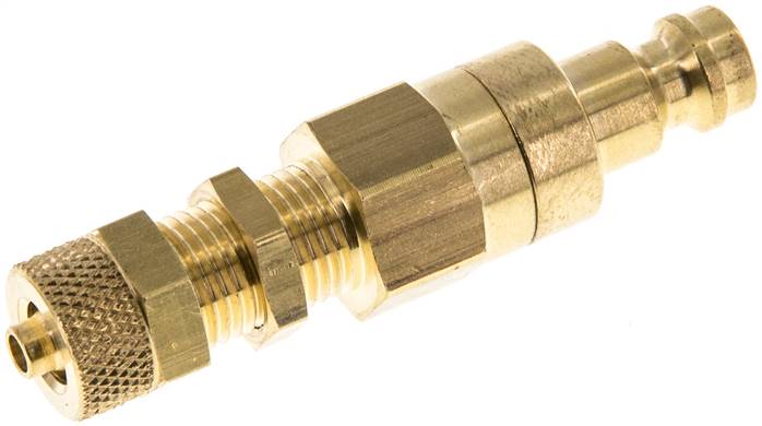 Schott-Kupplungsstecker (NW5) 6x4mm Schlauch, Messing, beidseitig absperrend