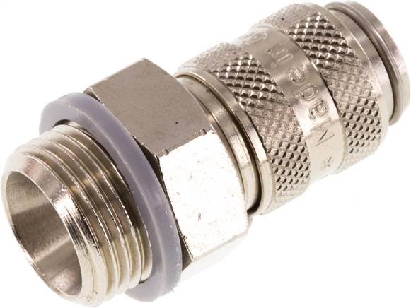 Schnellkupplung (NW5) G 3/8"(AG), Messing vernickelt, für Stecker beidseitig absperrend