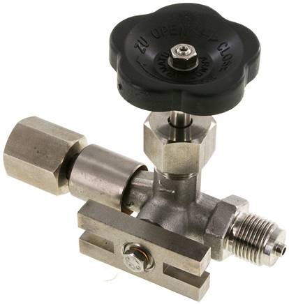 Manometer-Absperrventil G 1/2" Drehbare Muffe - Zapfen mit Schaft für Messgeräte, Prüfanschluss 	60 x 25 x 10, Messing