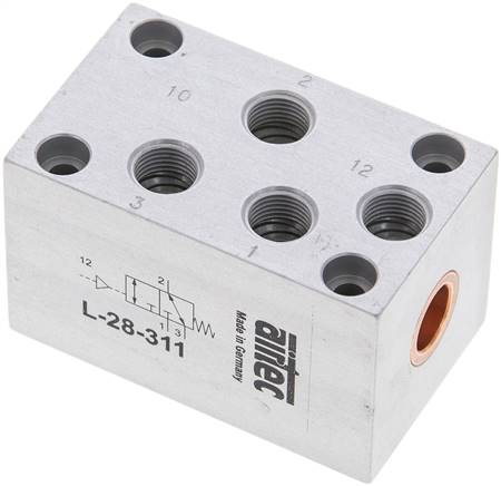 3/2-Wege Pneumatikventil mit Feder, G 1/8", ATEX-Zulassung, Anschlüsse oben