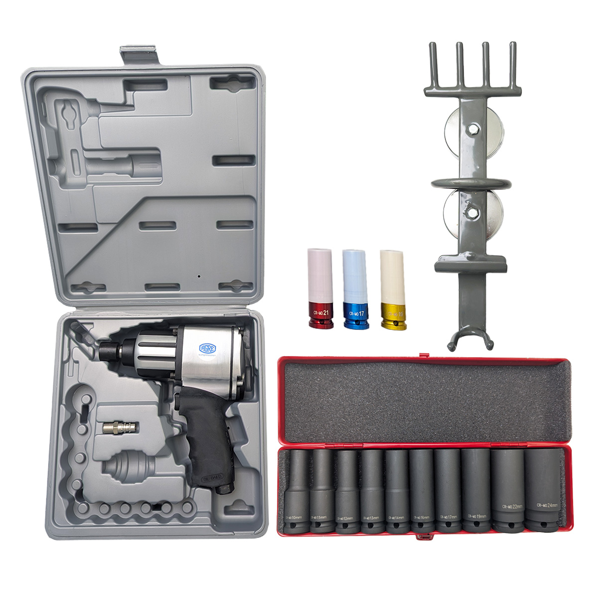 AKTION AGRE Schlagschrauber Profi mit Nussensatz 78mm und Magnet-Wandhalter