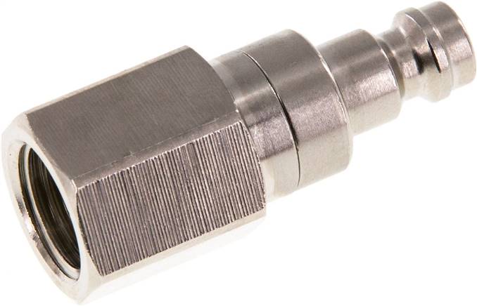 Kupplungsstecker (NW5) G 1/4"(IG), Messing vernickelt, beidseitig absperrend