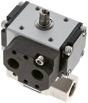 Messing Kugelhahn mit pneumatischem Antrieb, Rp 3/8", doppeltwirkend
