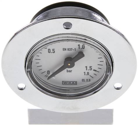 Einbaumanometer (CrNi/Ms), Frontring, 40mm, 0 - 1,6 bar