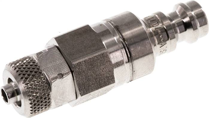 Kupplungsstecker (NW5) 6x4mm Schlauch, 1.4404, beidseitig absperrend