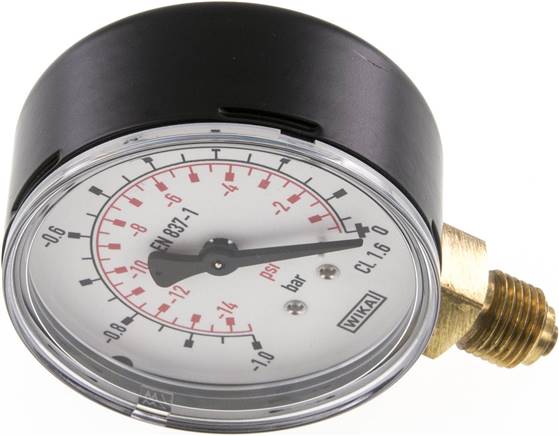 Vakuummmeter, 63mm, senkrecht, -1 bis 0