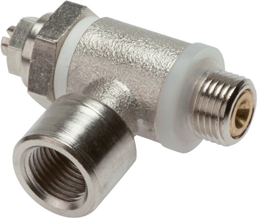 Drosselrückschlagventil G 1/8", abluftregelnd (B), Messing, Schlitzschraube und Kontermutter