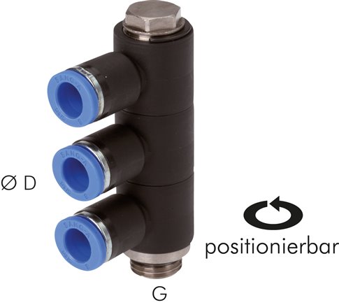Steck-Mehrfachverteiler, 3-fach G 1/8"-8mm, IQS-Standard