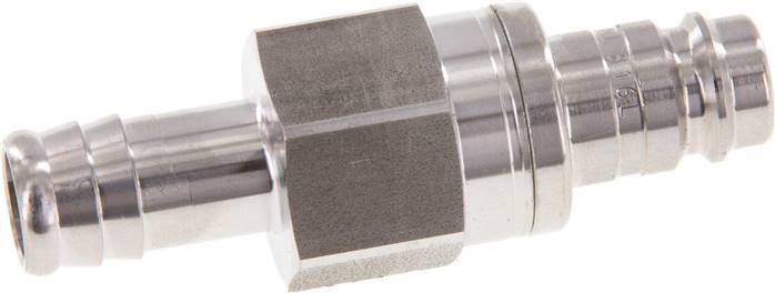 Kupplungsstecker (NW10) 13 (1/2")mm Schlauch, 1.4404, beidseitig absperrend