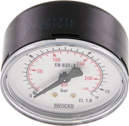 Manometer waagerecht (ST/Ms), 63mm, 0 - 16 bar, G 1/4"