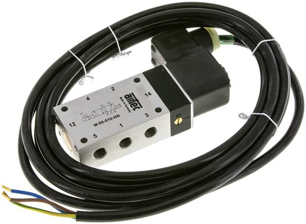 5/2-Wege Magnetventil, G 1/8", Luftfeder, 24 V= (ATEX), mit 3m Kabel