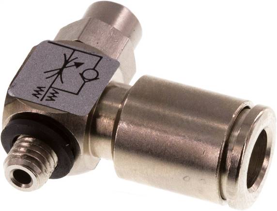 Winkel-Drosselrückschlagventil M 5-6mm,zuluftregelnd, Messing, Eco