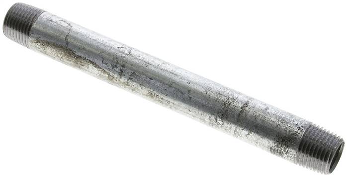 Rohrdoppelnippel R 1/2"-180mm, Stahlrohr ST 37 verzinkt