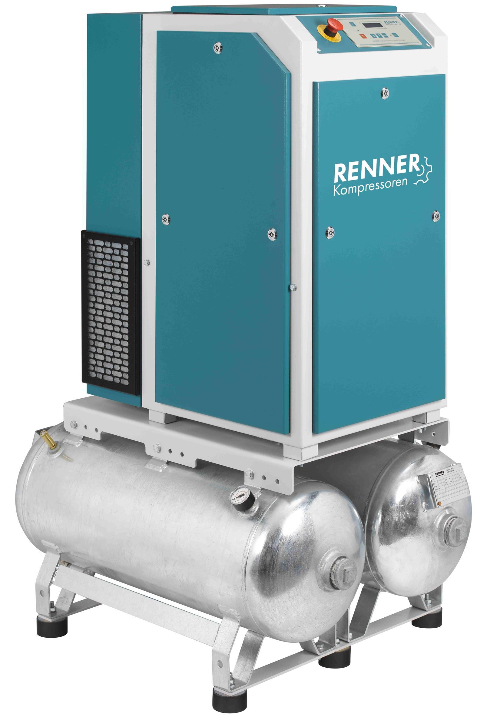 RENNER-Kompressor RSDF-PRO 7,5 auf 2x90 Liter Behälter- frequenzgeregelter Schraubenkompressor