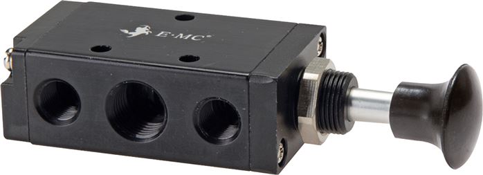 5/2-Wege Axial-Handhebelventil, Raste, G 1/4" (Abluft G 1/8")