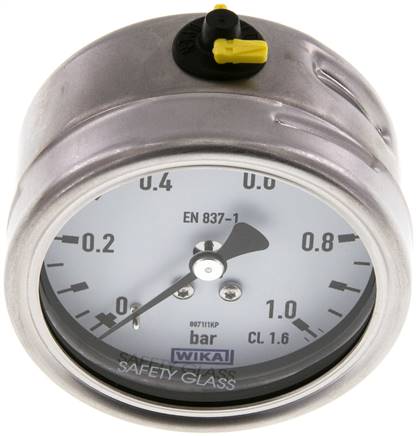 Chemie-Manometer waagerecht, 63mm, 0 - 1 bar