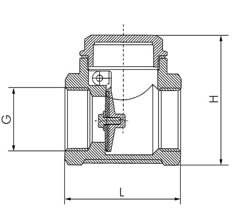 Rückschlagklappe G 2", PN 10, Messing, metallisch dichtend