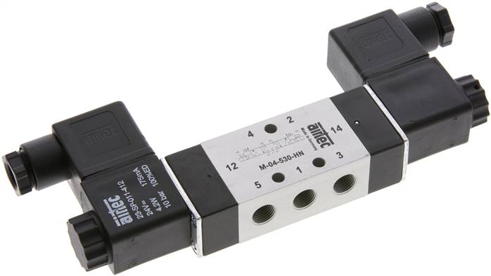5/3-Wege Magnetventil, G 1/8", Mittelstellung geschlossen, 24 V AC, NW 4