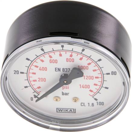 Manometer waagerecht (ST/Ms), 63mm, 0 - 100 bar, G 1/4"