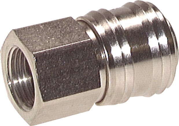 Schnellkupplung (NW7,2) G 1/2"(IG), Messing vernickelt, für Stecker beidseitig absperrend