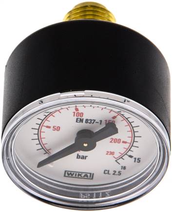 Manometer waagerecht (KU/Ms), 40mm, 0 - 16 bar, G 1/4"
