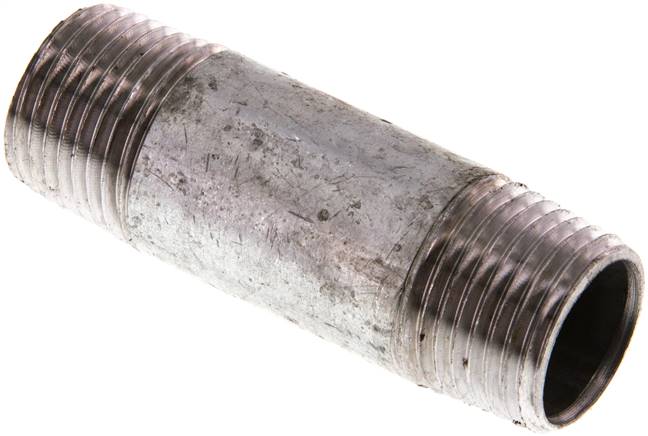 Rohrdoppelnippel R 1/2"-60mm, Stahlrohr ST 37 verzinkt