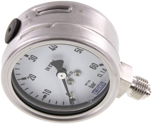 Chemie-Manometer senkrecht, 63mm, 0 - 60 bar