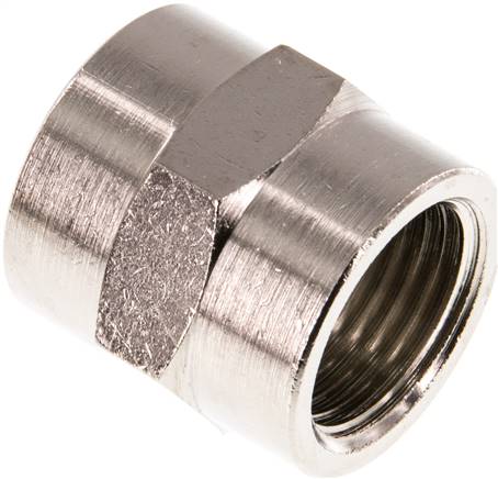 Muffe G 1/2"-G 1/2", Messing vernickelt