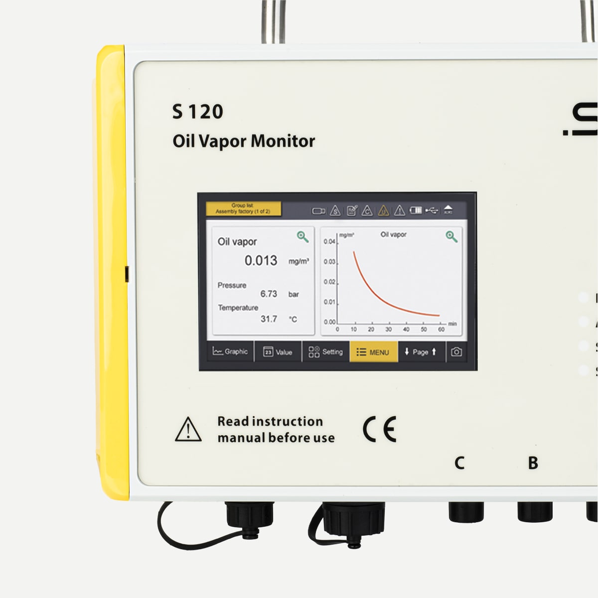 S120 Öldampf-Monitor Druckluft 0,001-5 mg/m³, Touchdisplay, Datenlogger, Modbus