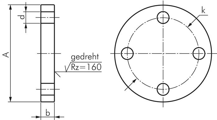 Blindflansch DN200-PN16 (DIN/EN),DIN 2527 & EN 1092-1 (Typ 05), Stahl verzinkt