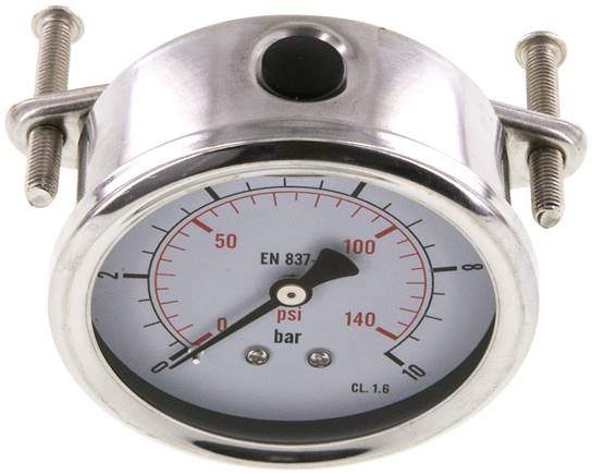 Glycerin-Einbaumanometer, 3kt-Frontring, 63mm, 0 - 10 bar -Eco-Line