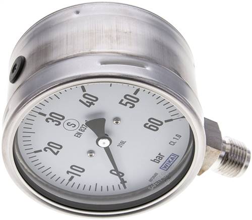 Sicherheits-Manometer senkrecht, 100mm, 0 - 60 bar