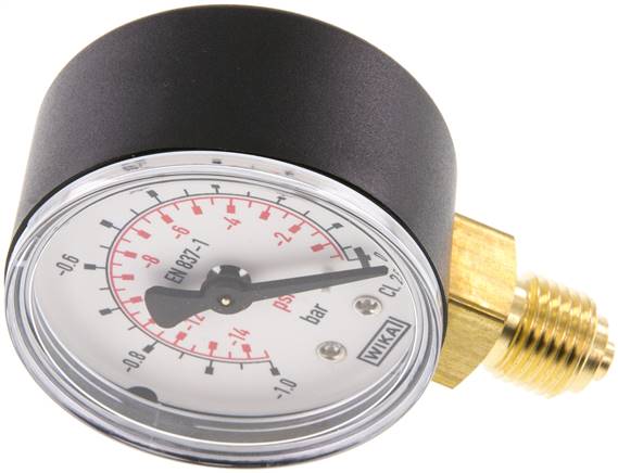 Manometer senkrecht (KU/Ms), 50mm, -1 bis 0 bar, G 1/4"