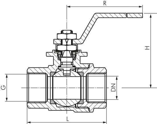Edelstahl-Kugelhahn, DVGW, Rp 2", -0,9 bis 40bar