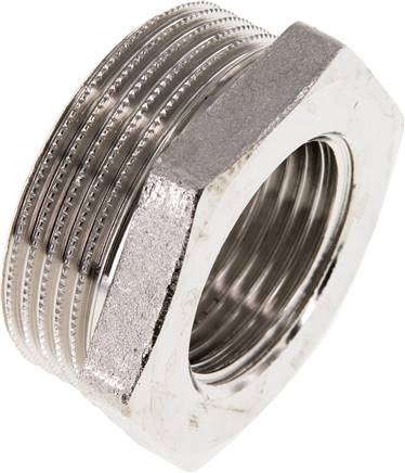 Reduziernippel G 1-1/2"(AG)-G 1"(IG), Messing vernickelt