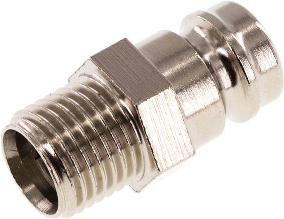 Temperierkupplungsstecker 13mm Zapfen,G 1/4"(AG), beidseitig absperrend