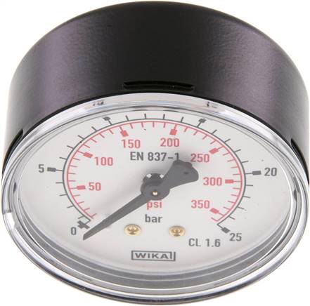 Manometer waagerecht (ST/Ms), 63mm, 0 - 25 bar, G 1/4"