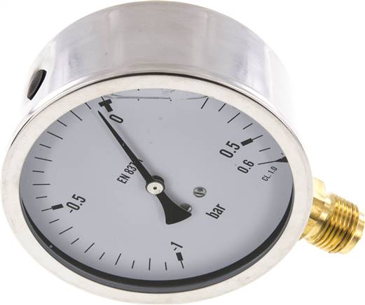 Glycerin-Manometer senkrecht (CrNi/Ms),100mm, -1 bis 0,6 bar -Eco-Line