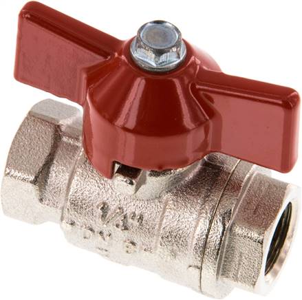 Messing-Kugelhahn, kurz, G 1/4", -0,9 bis 50 bar, voller Durchgang, Knebelgriff