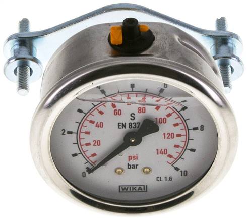 Glycerin-Einbaumanometer, 3kt-Frontring, 63mm, 0 - 10 bar