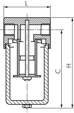 Filter, G 1/4", Edelstahl 1.4404, Kondensatablass manuell