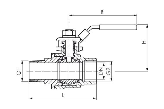 Edelstahl-Kugelhahn, Eco-Line leicht, R 1/2" / Rp 1/2", 0 bis 63bar