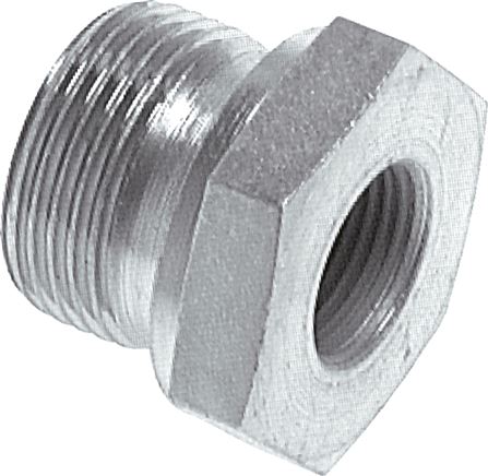 Hydraulik-Reduzierung G 3/4"(AG)-G 1-1/2"(IG), Stahl verzinkt, Elastomerdichtung