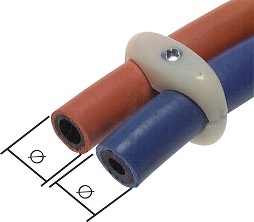 Doppelschlauchklemme für Gas-/ Sauerstoffschlauch 16mm, Kunststoff