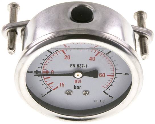 Glycerin-Einbaumanometer, 3kt-Frontring, 63mm, -1 bis 5 bar -Eco-Line