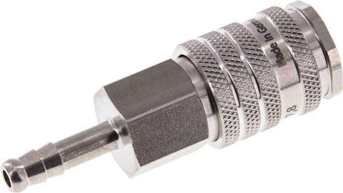Schnellkupplung (NW7,2) 6 (1/4")mm Schlauch, Edelstahl, mit Kugelverriegelung