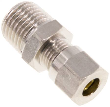 Gerade Schneidringverschr. 6 LL (M10x1)-R 1/4", Messing vernickelt