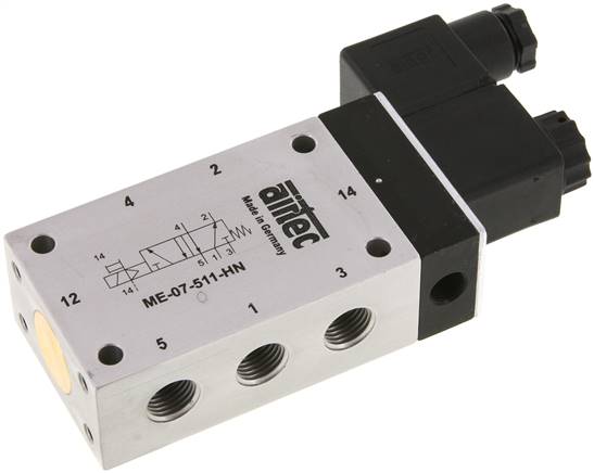 5/2-Wege Magnetventil mit Fremdluftanschluss, G 1/4" (Pilot G 1/8") 12V=