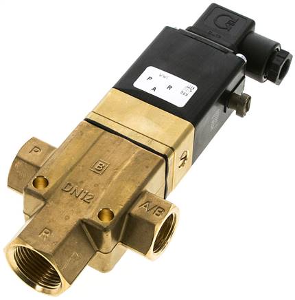 3/2-Wege Magnetventil G 1/2" (Abluft G 3/4") stromlos geöffnet (NO) 24V=